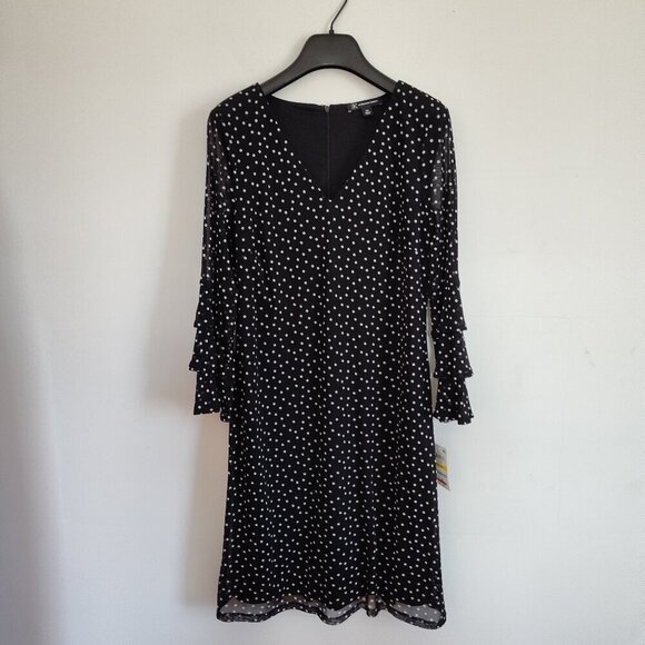 Ladies Petite SZ PM Inc Black Polka-Dot Dress - Picture 1 of 5